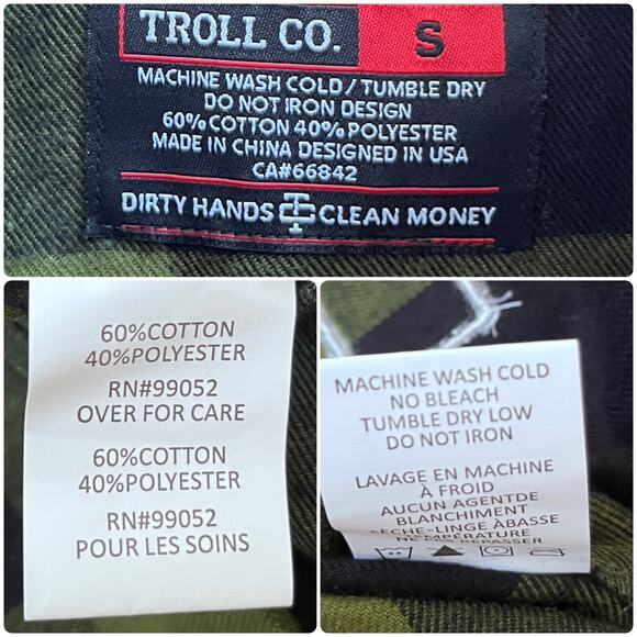 Troll Co Ada Flannel Lightweight Green Black Plaid Button Down Shirt Size Small - Picture 9 of 10